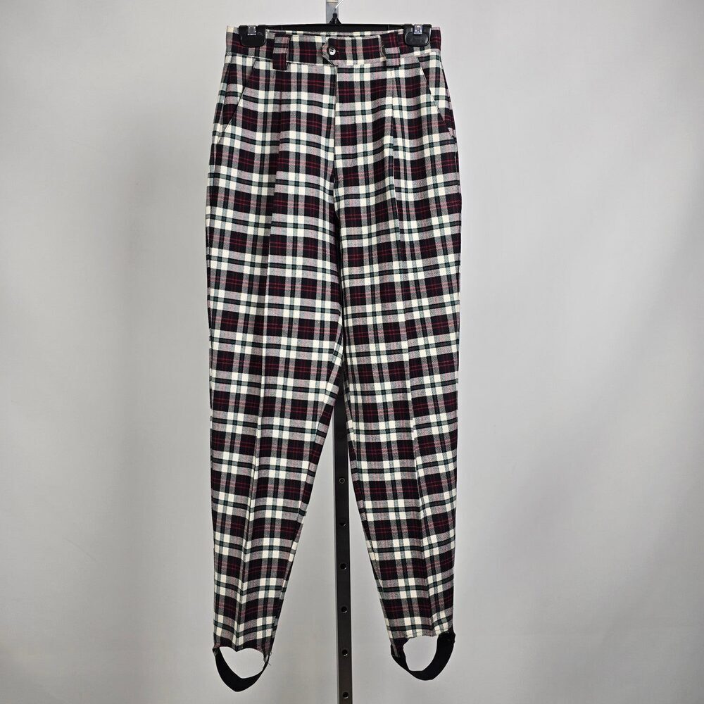 Vintage Seasons Red Plaid Stirrup Pants Size 6